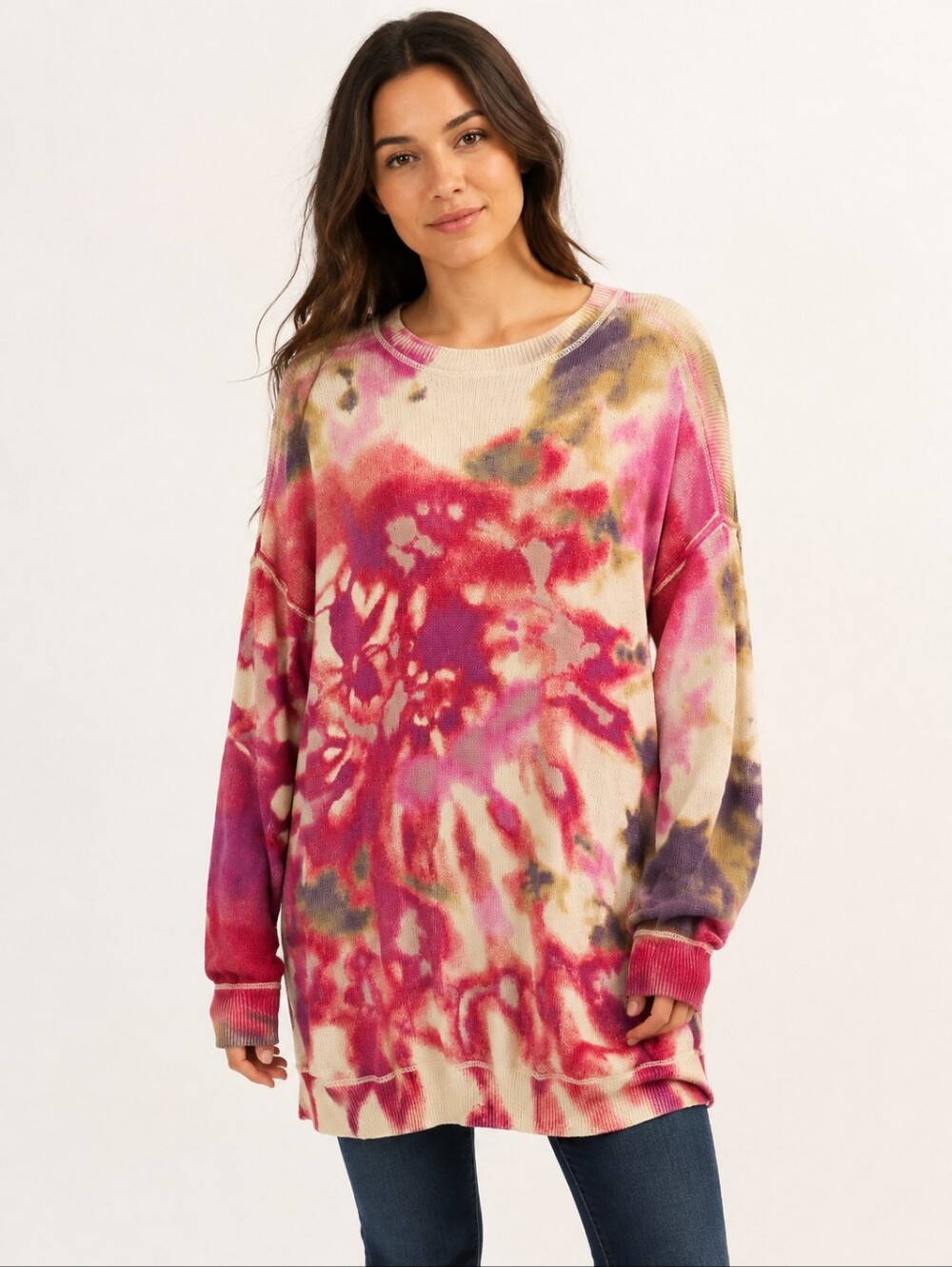 Natural Life Oversized Tie Dye Cotton Sweater Tunic S/M